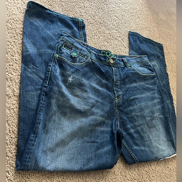 COOGI vintage button fly green embroidered pocket mens denim jeans size 40 x 34 - Picture 3 of 14